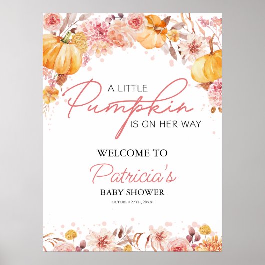 Pumpkin Fall Baby Dusche Begrüßungszeichen Poster (Vorne)
