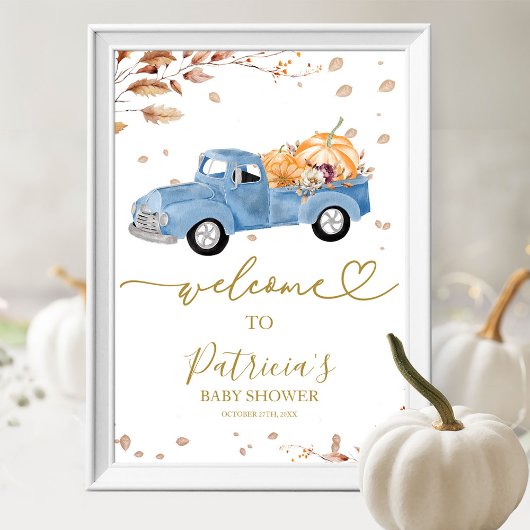Pumpkin Fall Baby Dusche Begrüßungszeichen Poster