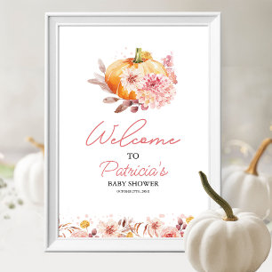 Pumpkin Fall Baby Dusche Begrüßungszeichen Poster