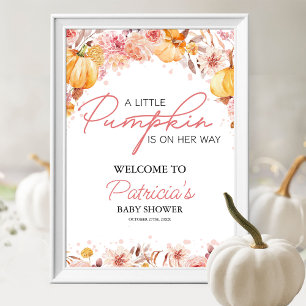 Pumpkin Fall Baby Dusche Begrüßungszeichen Poster