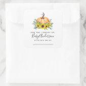 Pumpkin Fall Baby Dusche Buchzeichen Quadratischer Aufkleber (Tasche)