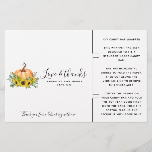 Pumpkin Fall Baby Dusche Candy Bar Wrapper (Vorderseite)