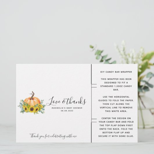 Pumpkin Fall Baby Dusche Candy Bar Wrapper (Stehend Vorderseite)