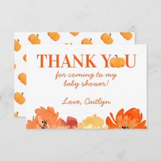 Pumpkin Fall Baby Dusche Danke Karte (Vorne/Hinten)