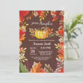 Pumpkin Fall Baby Dusche Einladung (Stehend Vorderseite)