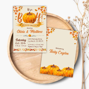 Pumpkin Fall Baby Dusche Einladung Es ist ein Jung
