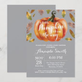 Pumpkin Fall Baby Dusche Einladung Grau (Vorne/Hinten)