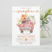 Pumpkin Fall Baby Dusche Einladung Red Truck (Stehend Vorderseite)