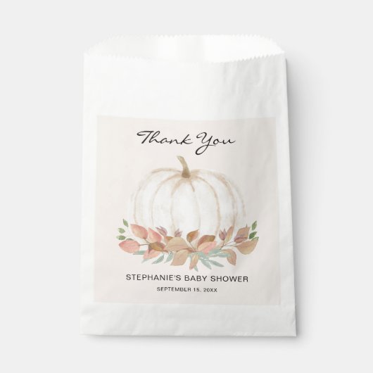 Pumpkin Fall Baby Dusche Geschenktütchen (Vorderseite)