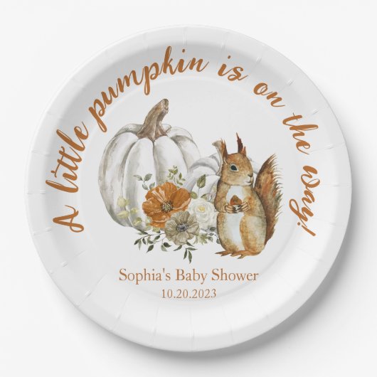 Pumpkin Fall Baby Dusche, geschlechtsneutral Pappteller (Vorderseite)