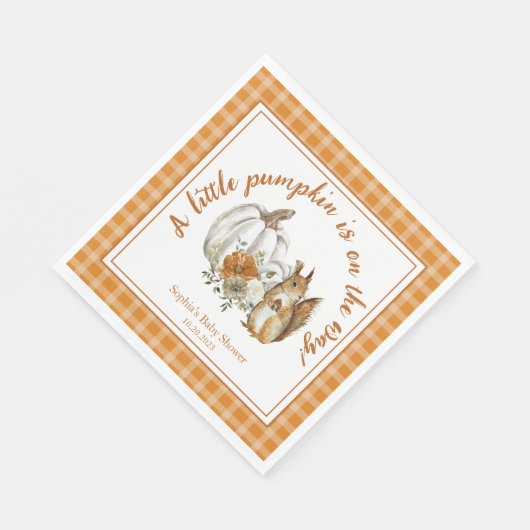Pumpkin Fall Baby Dusche, geschlechtsneutral Serviette (Ecke)