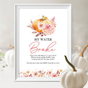 Pumpkin Fall Baby Dusche Mein Wasser Broke Spiel Poster