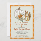Pumpkin Fall Baby Dusche mit Niedlichem Eichhörnch Einladung (Vorderseite)