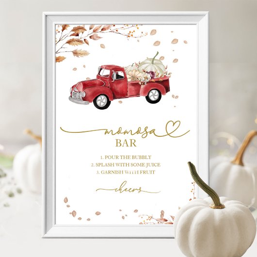 Pumpkin Fall Baby Dusche MOMosa Bar Sign Poster