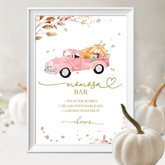 Pumpkin Fall Baby Dusche MOMosa Bar Sign Poster