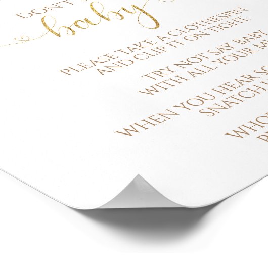 Pumpkin Fall Baby Dusche Say Baby Game Sign Poster (Ecke)