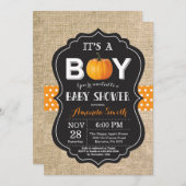 Pumpkin Fall Baby Shower Einladungskarte Burlap Einladung (Vorne/Hinten)