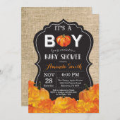 Pumpkin Fall Baby Shower Einladungskarte Burlap Einladung (Vorne/Hinten)