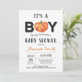 Pumpkin Fall Baby Shower Einladungskarte Einladung (Stehend Vorderseite)