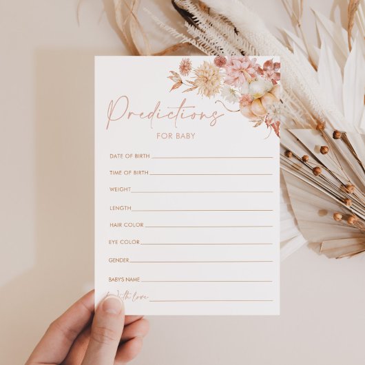 Pumpkin Fall Baby Shower Predictions Game Card Einladung