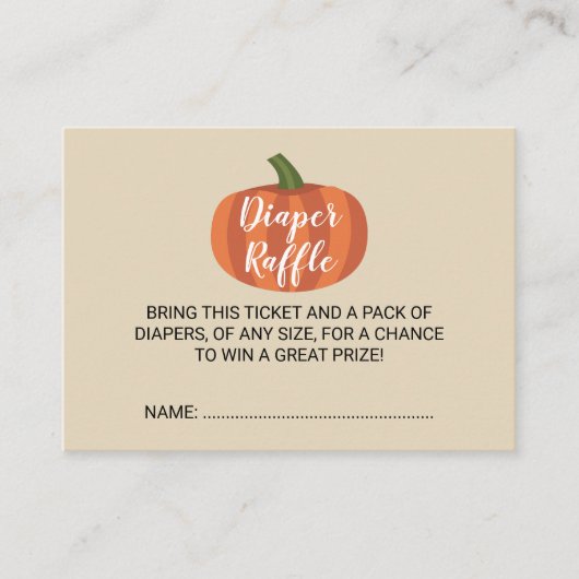 Pumpkin Fall Babydusche Windeln Raffle Ticket (Vorderseite)