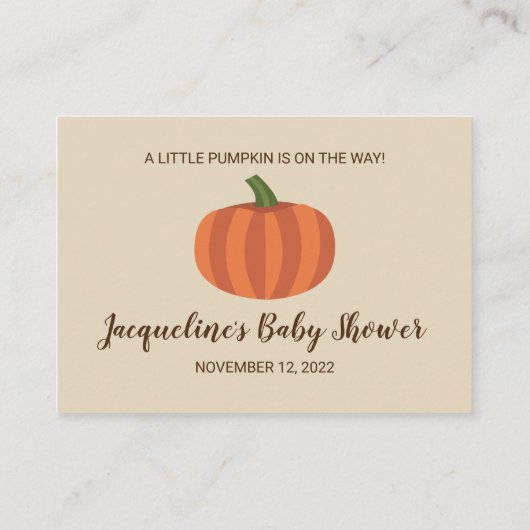 Pumpkin Fall Babydusche Windeln Raffle Ticket (Rückseite)
