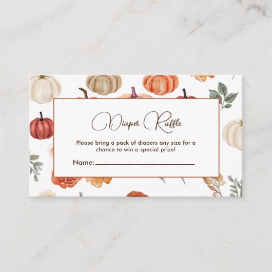 Pumpkin Fall Babydusche Windelwanne Begleitkarte (Vorderseite)