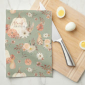 Pumpkin Fall BOHO Blumenauspferd hinterlässt Wasse Geschirrtuch (Viertel Falte)