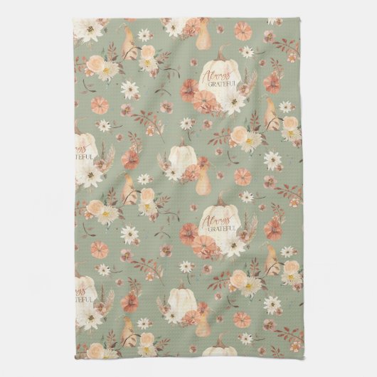 Pumpkin Fall BOHO Blumenauspferd hinterlässt Wasse Geschirrtuch (Vertikal)