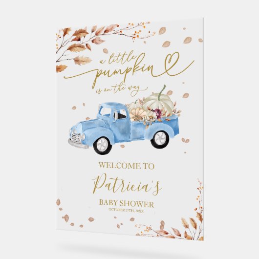 Pumpkin Fall Boy Babydusche Begrüßungszeichen Acrylschild (Winkel)