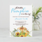 Pumpkin Fall Boy Babydusche Einladung (Stehend Vorderseite)