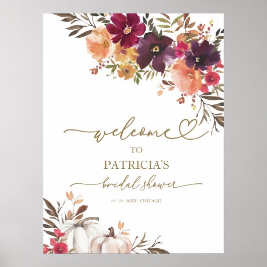 Pumpkin Fall Brautparty Begrüßungszeichen Poster (Vorne)