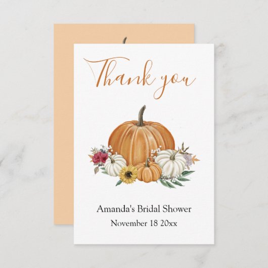 Pumpkin Fall Brautparty Danke Karte (Vorne/Hinten)