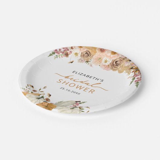 Pumpkin Fall Brautparty Papierplatte Pappteller (Schrägansicht)