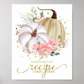 Pumpkin Fall Brautparty Rezeptkarten Zeichen Poster (Vorne)
