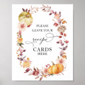 Pumpkin Fall Brautparty Rezeptkarten Zeichen Poster (Vorne)