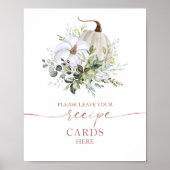 Pumpkin Fall Brautparty Rezeptkarten Zeichen Poster (Vorne)