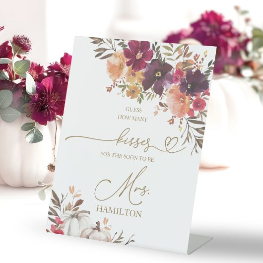 Pumpkin Fall Brautparty Wie viele Kisses unterschr Sockelschild