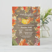 Pumpkin Fall Burlap Baby Dusche Einladung (Stehend Vorderseite)