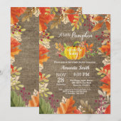 Pumpkin Fall Burlap Baby Dusche Einladung (Vorne/Hinten)