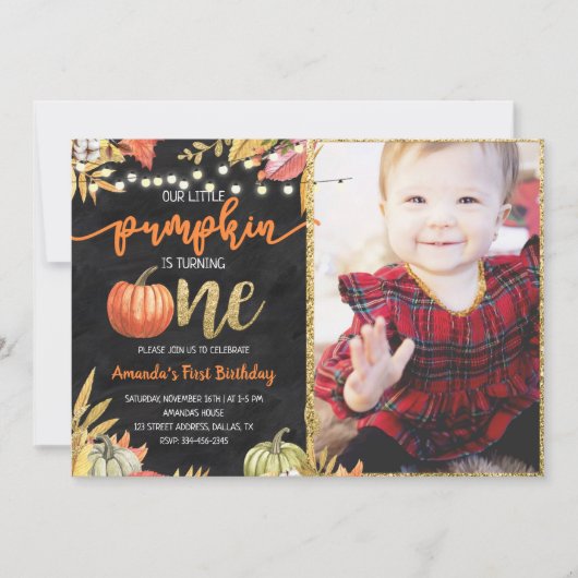 Pumpkin Fall Chalkboard  Einladung (Vorderseite)