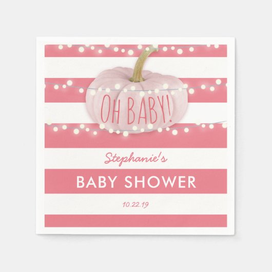 Pumpkin Fall Chic Girl Babydusche Pink Serviette (Vorderseite)