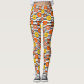 Pumpkin Fall Donuts & Kaffee Blue Streifen Leggings (Vorderseite)