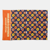 Pumpkin Fall Donuts & Kaffee Erntedank Blau Geschirrtuch (Horizontal)