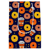 Pumpkin Fall Donuts & Kaffee Erntedank Blau Mittlere Geschenktüte (Rückseite)
