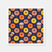 Pumpkin Fall Donuts & Kaffee Erntedank Blau Serviette (Vorderseite)