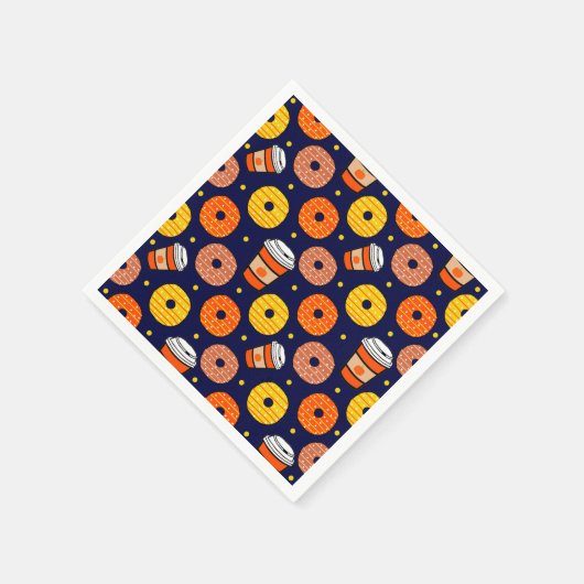 Pumpkin Fall Donuts & Kaffee Erntedank Blau Serviette (Ecke)