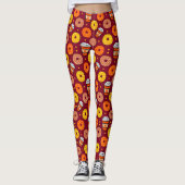 Pumpkin Fall Donuts & Kaffee Erntedank Burgundy Leggings (Vorderseite)