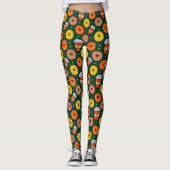 Pumpkin Fall Donuts & Kaffee Erntedank Grün Leggings (Vorderseite)