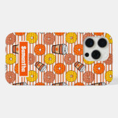 Pumpkin Fall Donuts & Kaffee Orange Streifen iPhone Hülle (Rückseite (Horizontal))